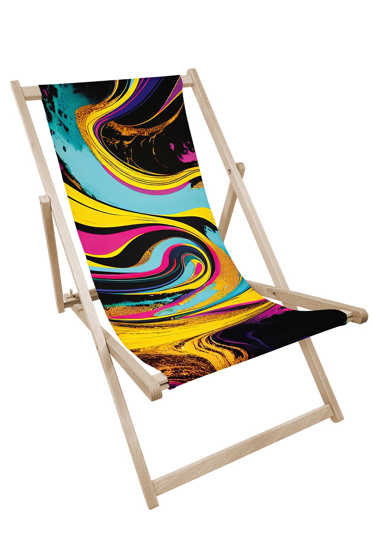Leżak drewniany z nadrukiem ABSTRAKCJA PŁYNNE KOLORY