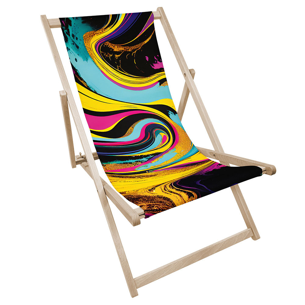 Leżak drewniany z nadrukiem ABSTRAKCJA PŁYNNE KOLORY