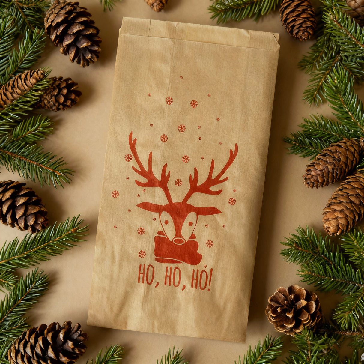 Torebka papierowa świąteczna 160x60x290mm Renifer 50szt.