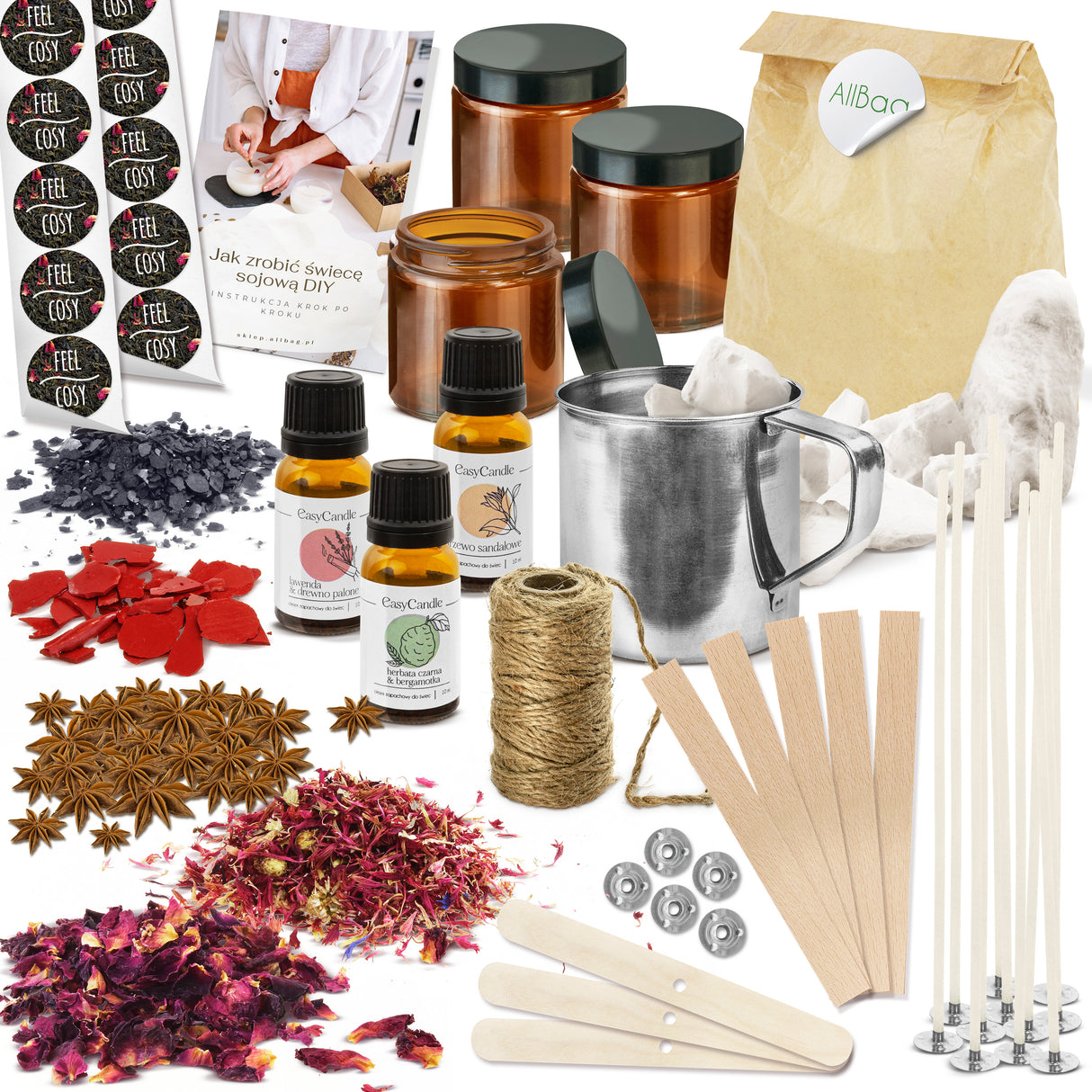 Zestaw do robienia świec DIY Wosk Olejki
