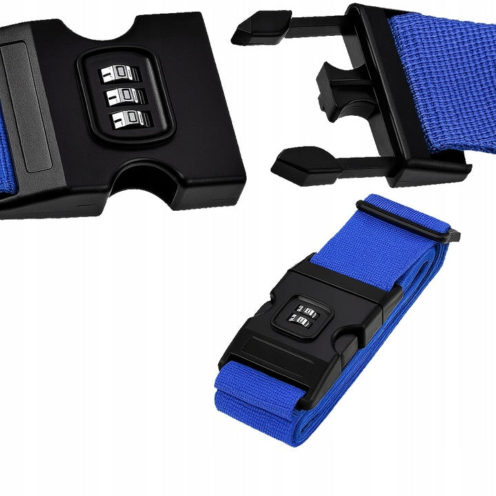 Niebieski pas do walizki z zamkiem szyfrowanym