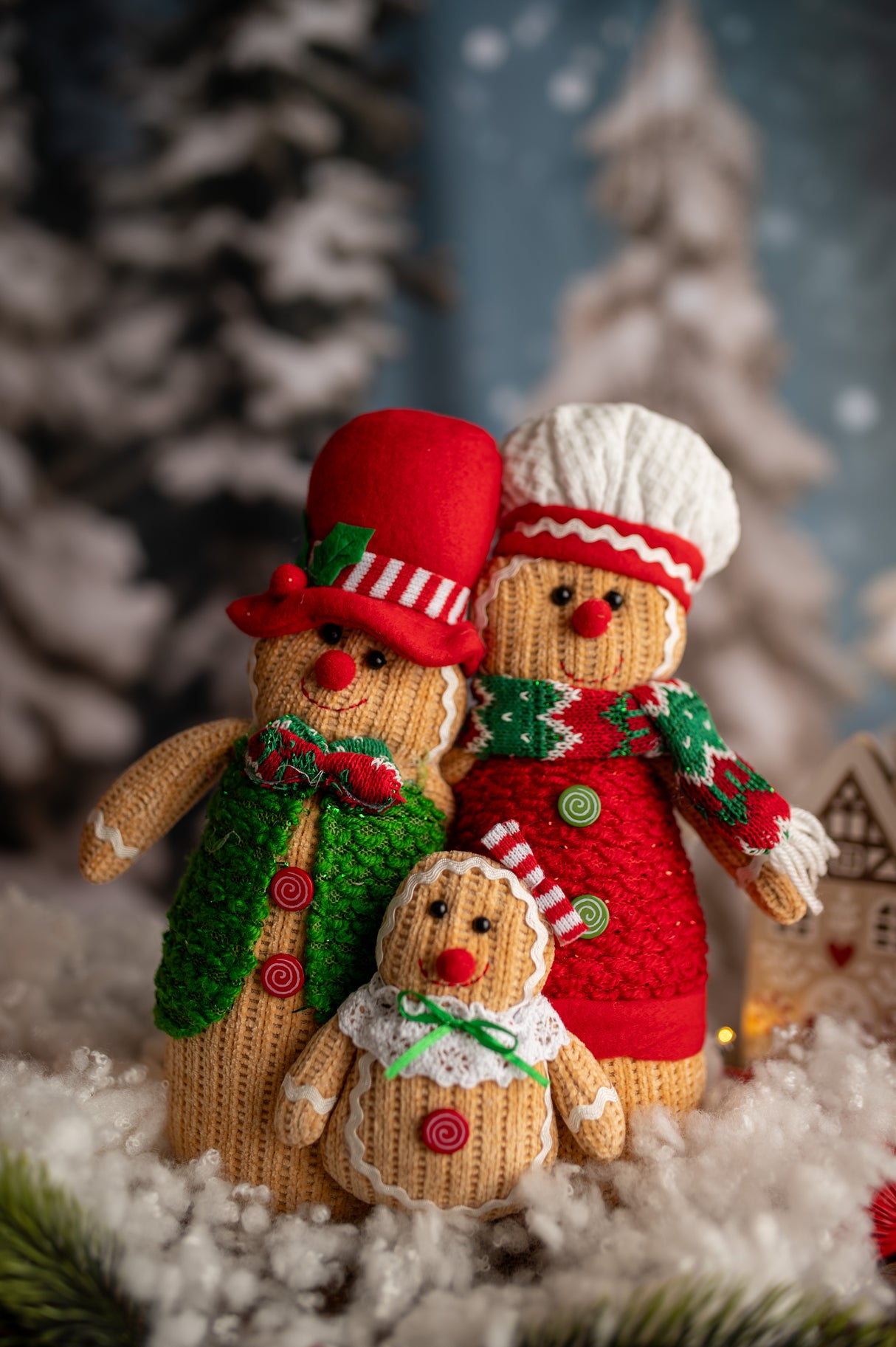 Zestaw świątecznych figurek z materiału Piernikowa Rodzina