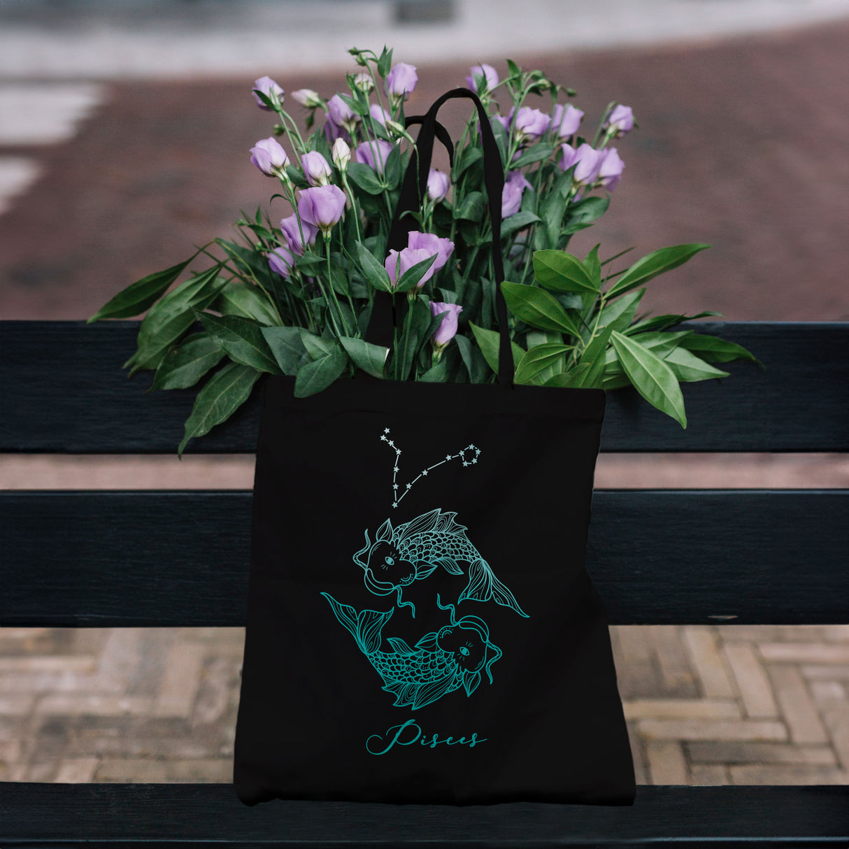 Torba bawełniana z nadrukiem Czarna RYBY