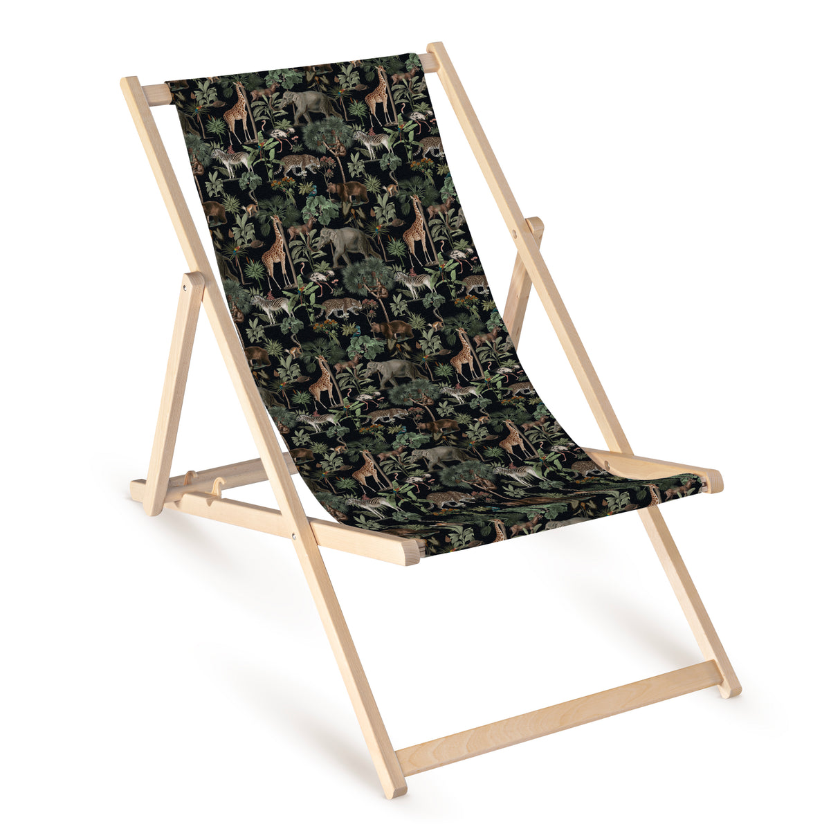 Leżak drewniany z nadrukiem SAFARI