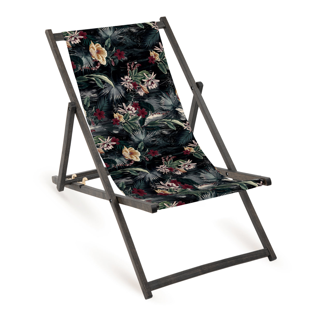 Leżak drewniany Listki - Czarny Stelaż