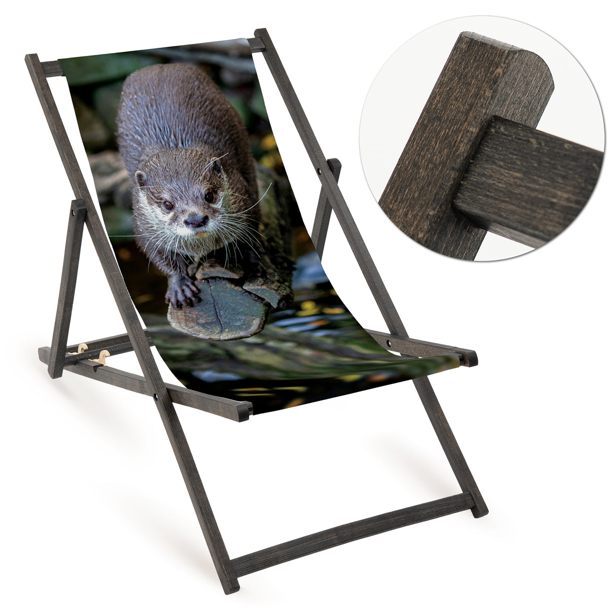 Leżak drewniany WYDRA - Czarny Stelaż