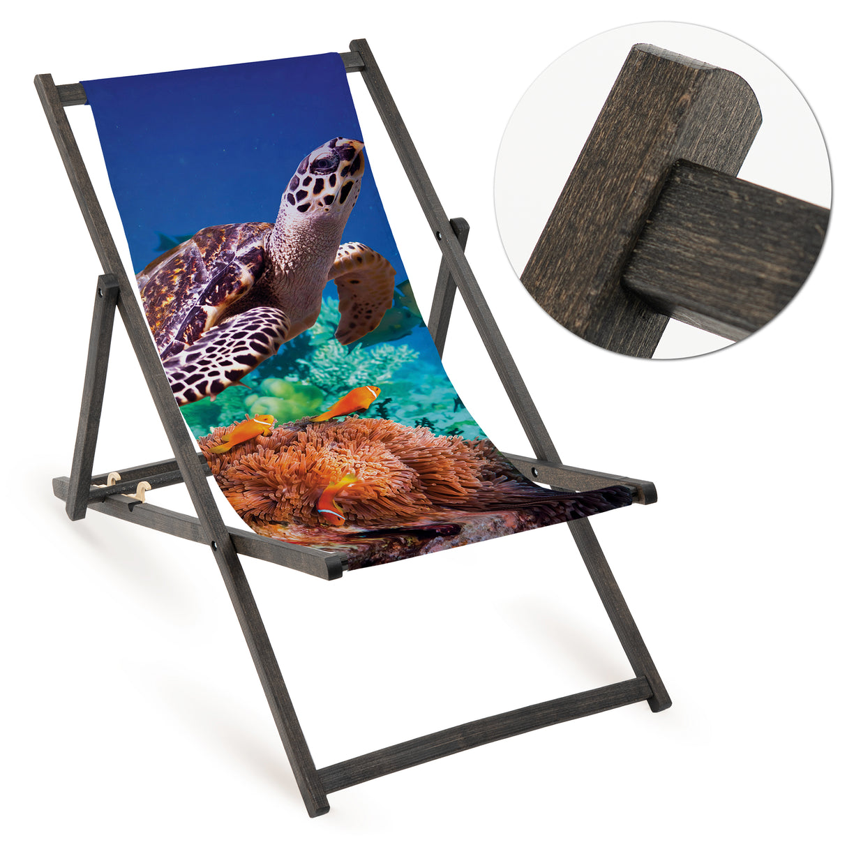 Leżak drewniany ŻÓŁW - Czarny Stelaż