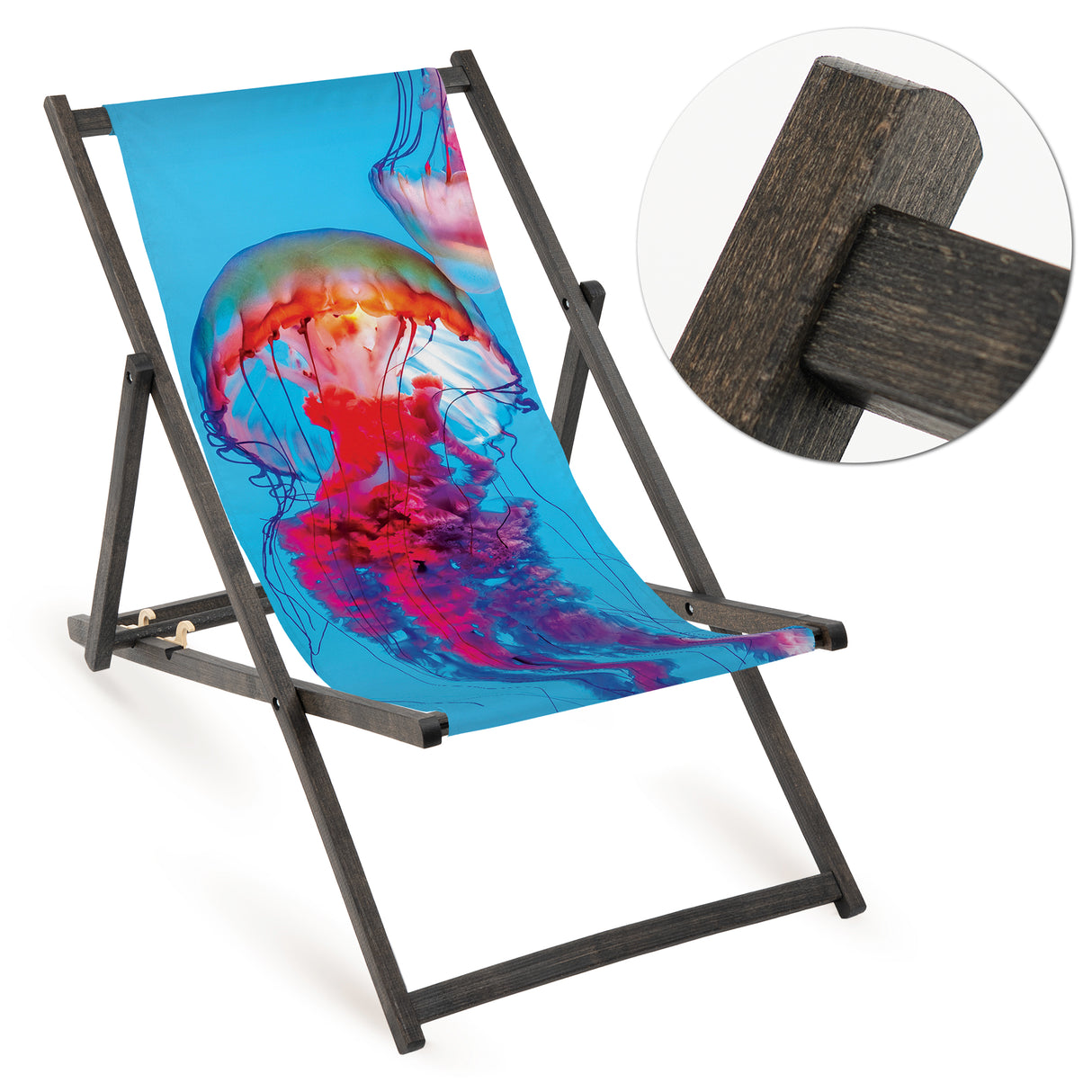 Leżak drewniany MEDUZA - Czarny Stelaż