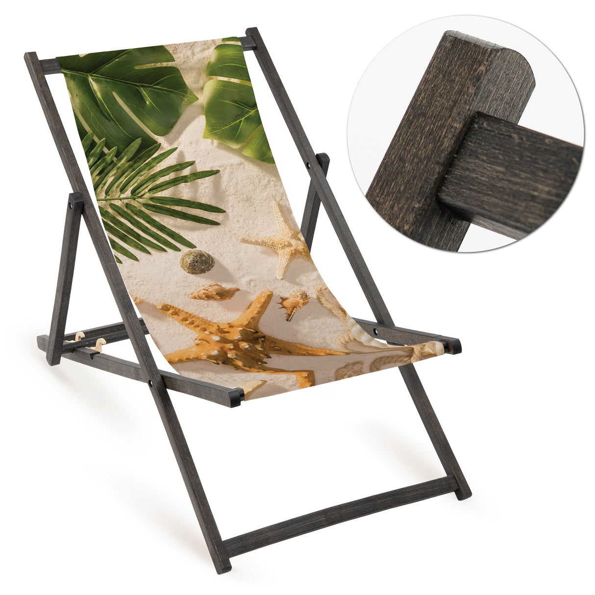 Leżak drewniany PLAŻA - Czarny Stelaż