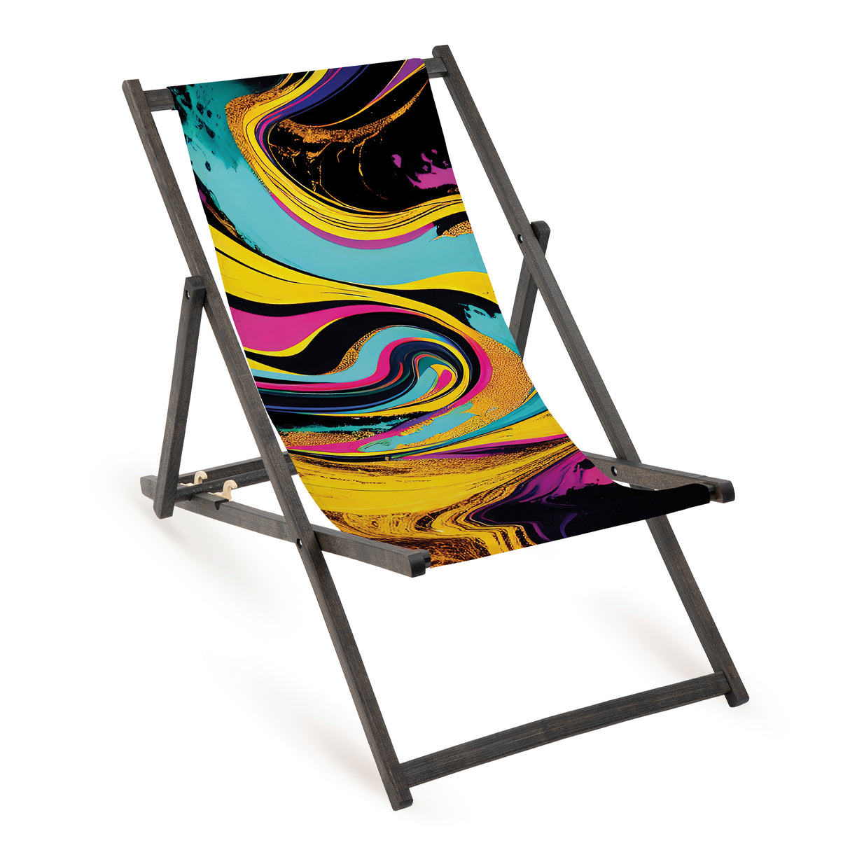 Leżak drewniany COLOR WAVE- Czarny Stelaż