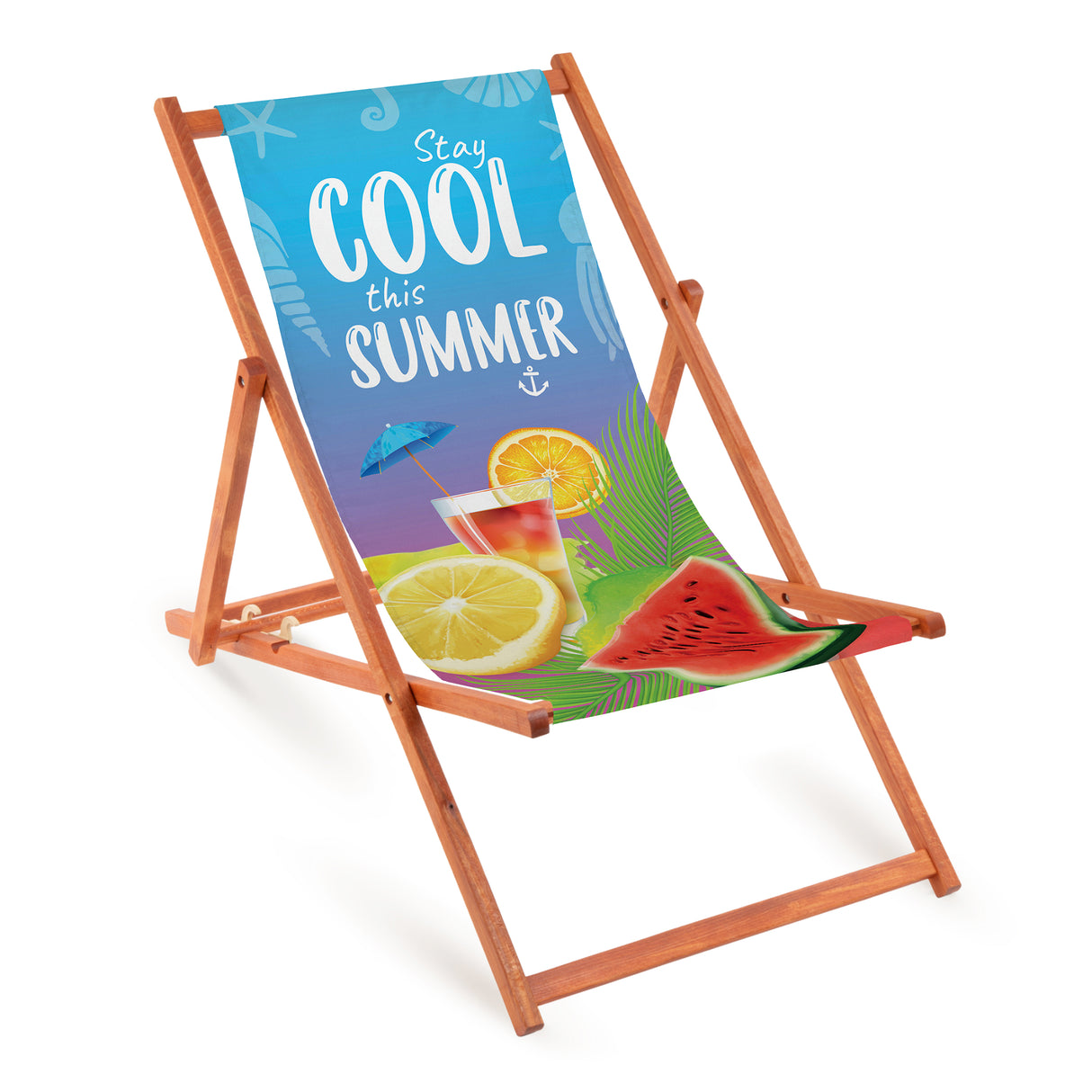 Leżak drewniany COOL SUMMER - Pomarańczowy Stelaż