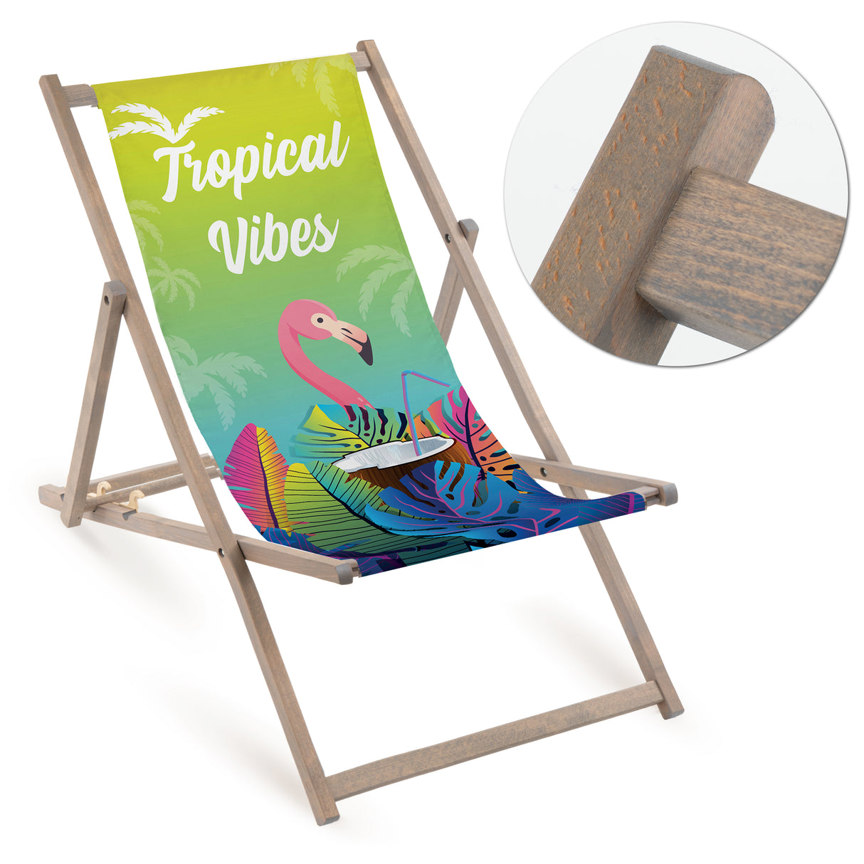 Leżak drewniany TROPICAL VIBES - Szary Stelaż