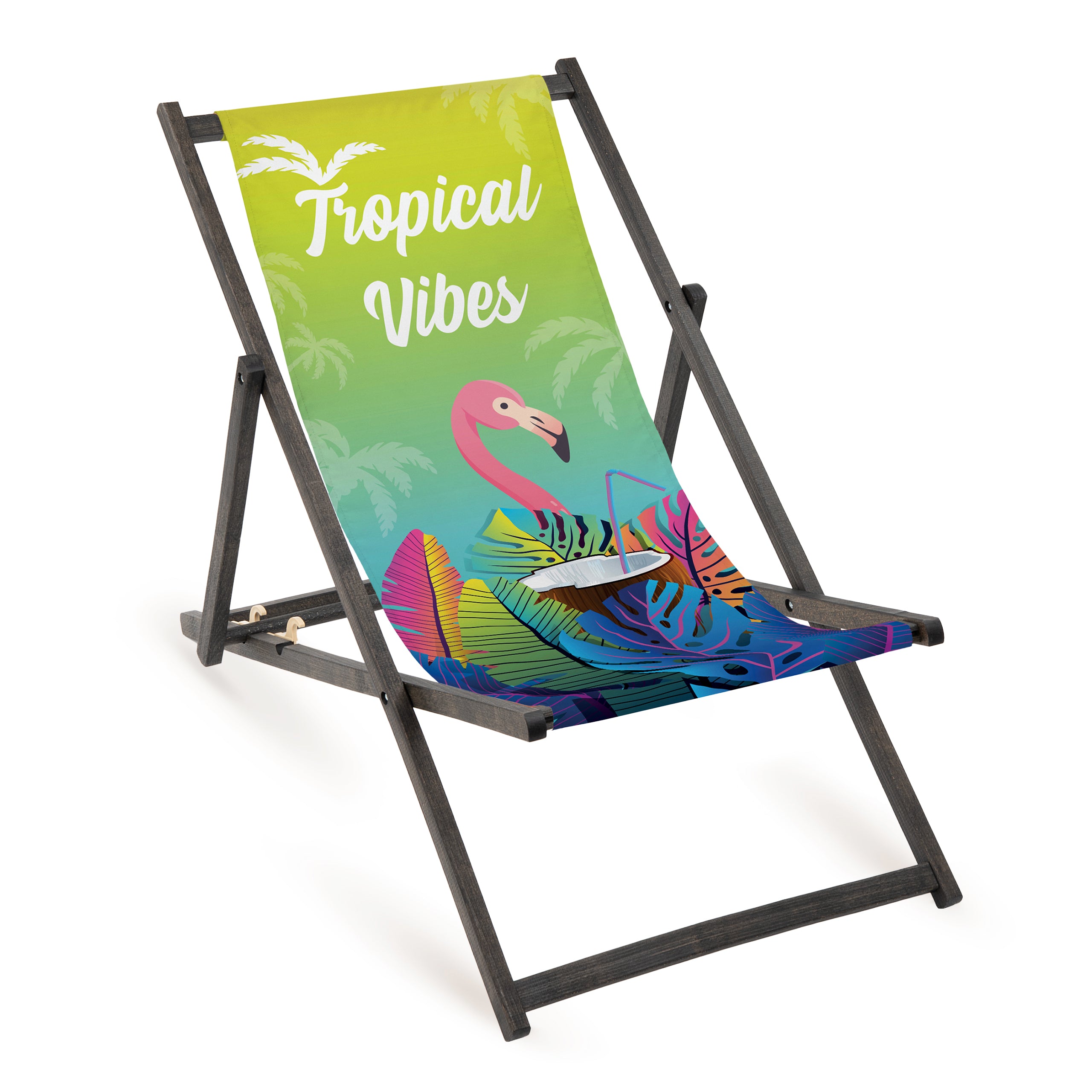 Șezlong TROPICAL VIBES din lemn - Cadru negru – Allbag