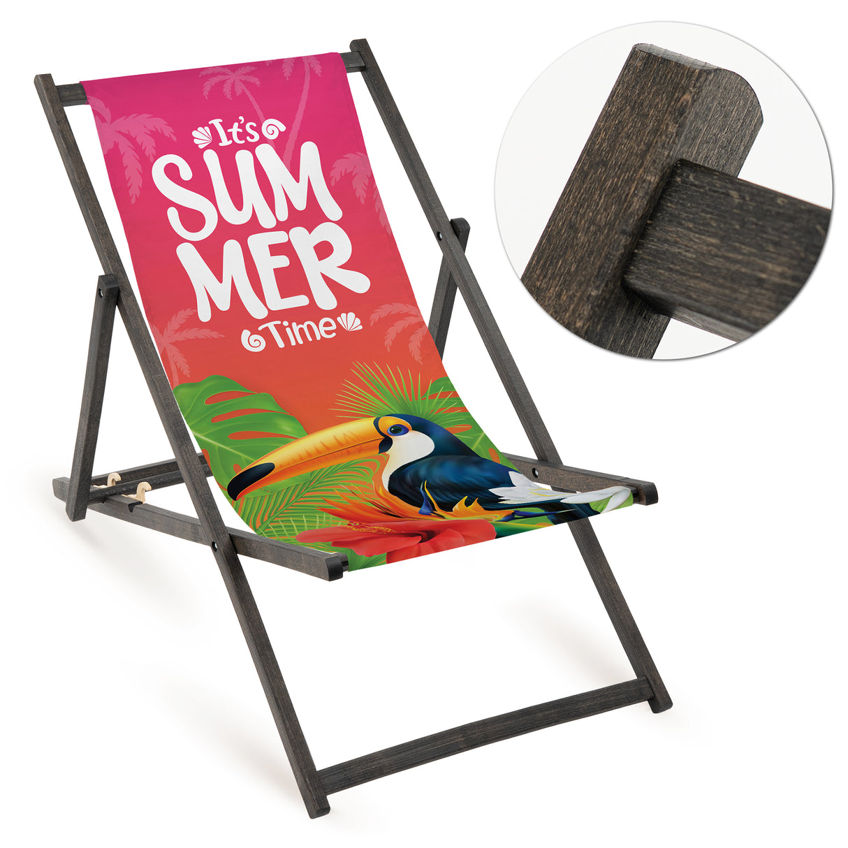 Leżak drewniany SUMMER TIME - Czarny Stelaż