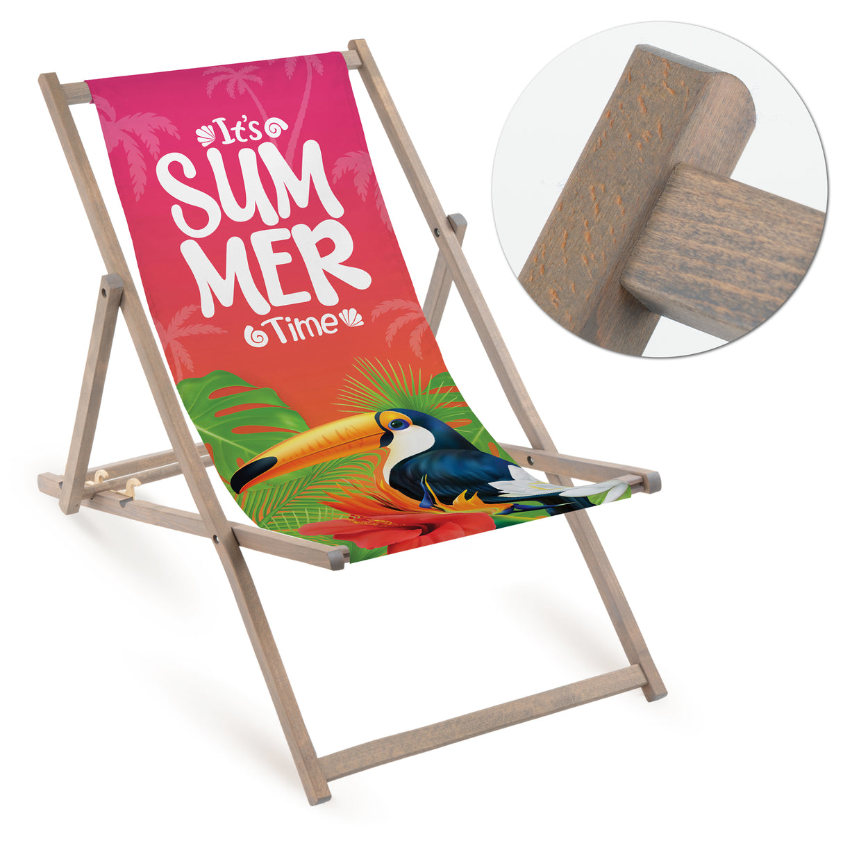 Leżak drewniany SUMMER TIME - Szary Stelaż