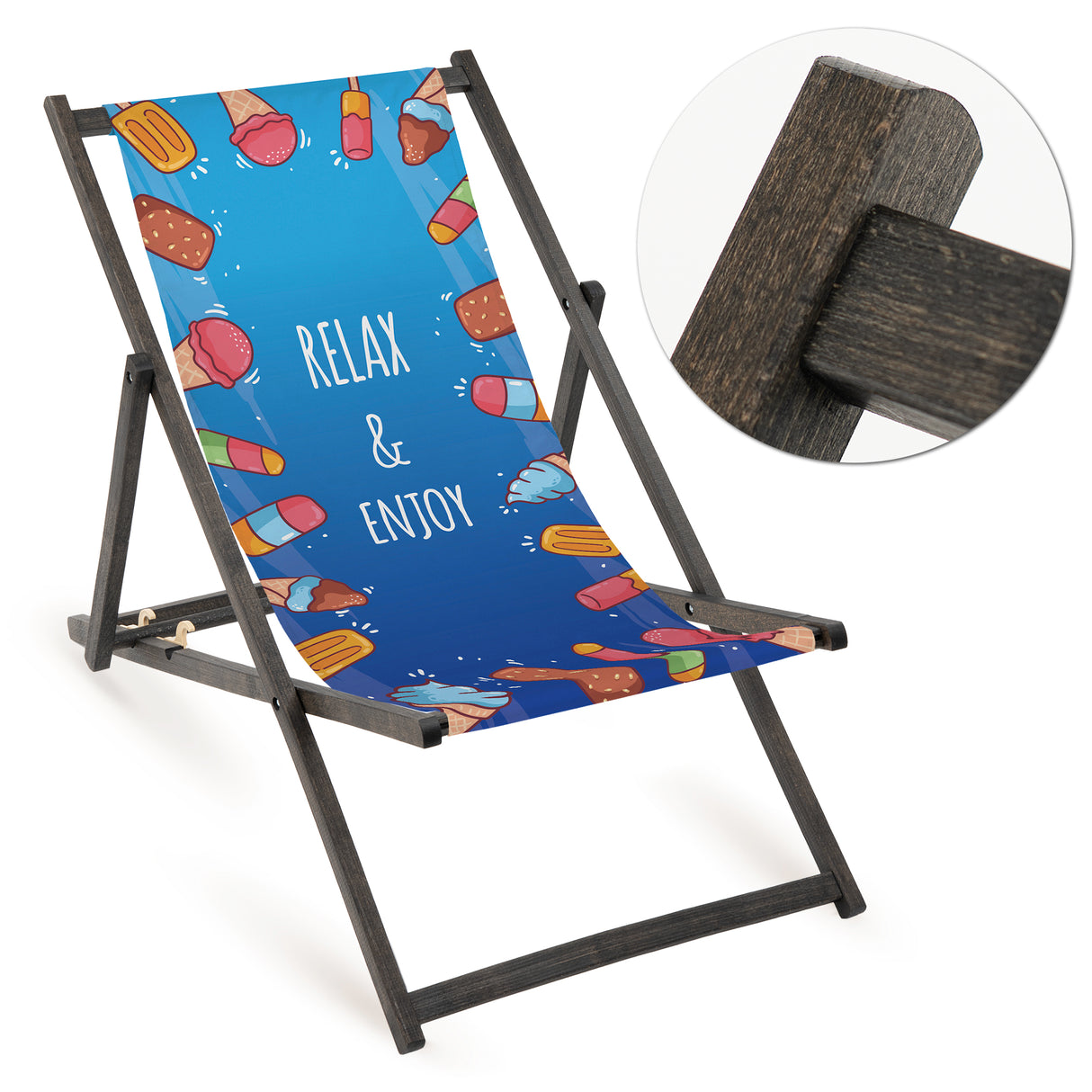 Leżak drewniany RELAX & ENJOY - Czarny Stelaż