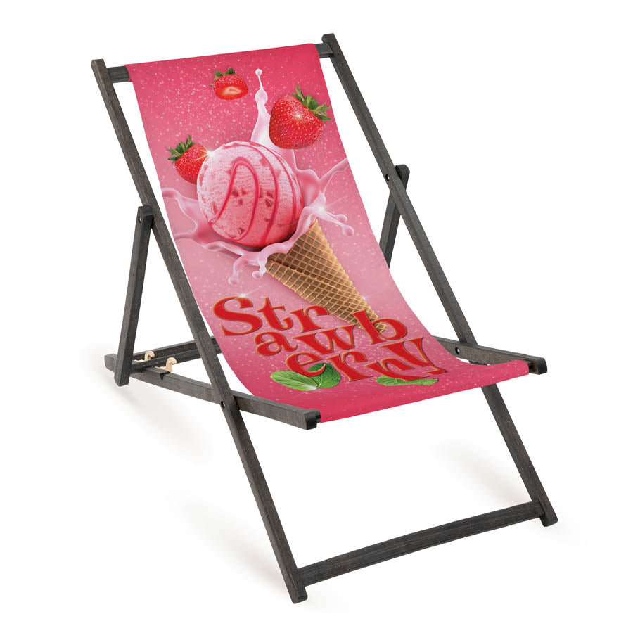 Leżak drewniany STRAWBERRY ICE CREAM - Czarny Stelaż