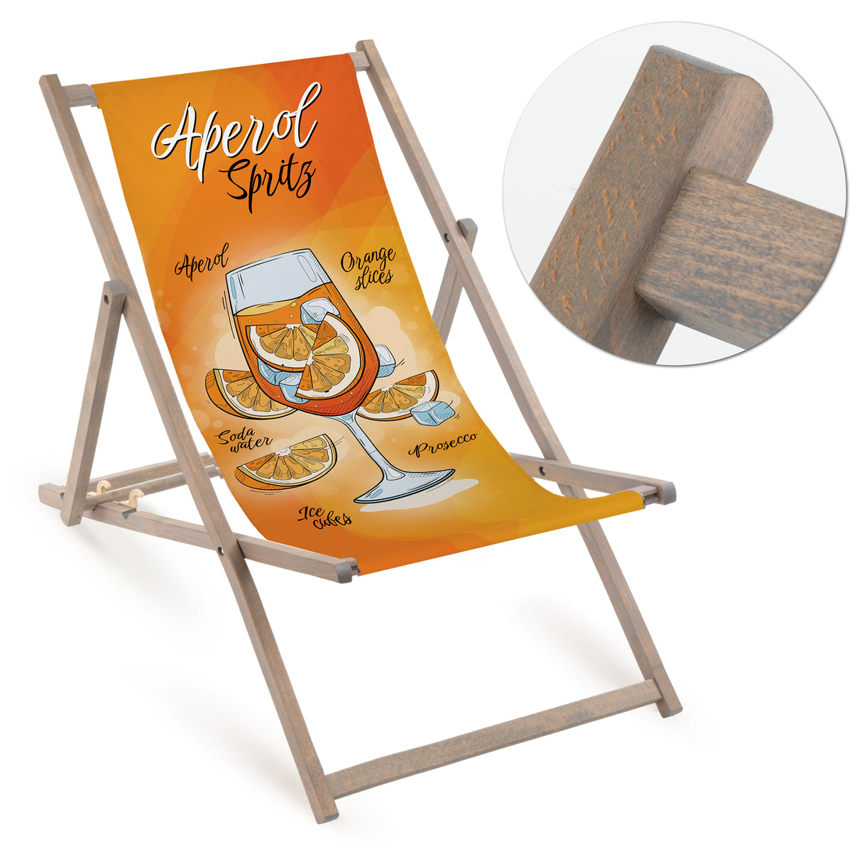 Leżaki drewniany APEROL SPRITZ -Szary Stelaż