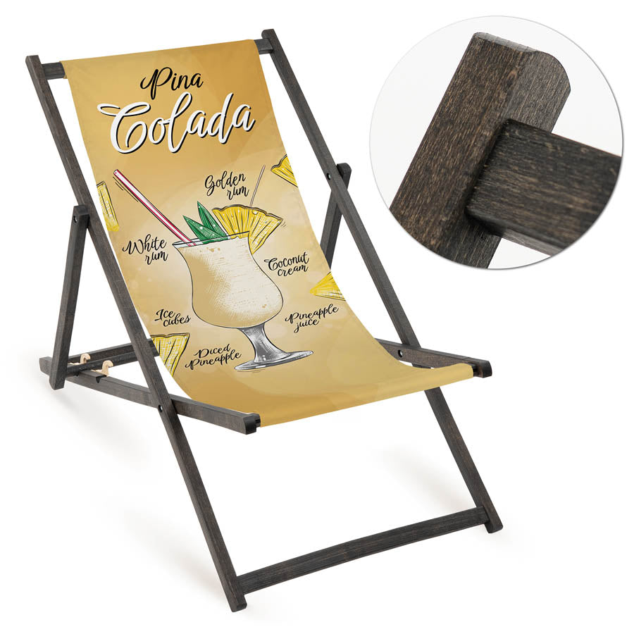Leżak drewniany PINA COLADA - Czarny Stelaż