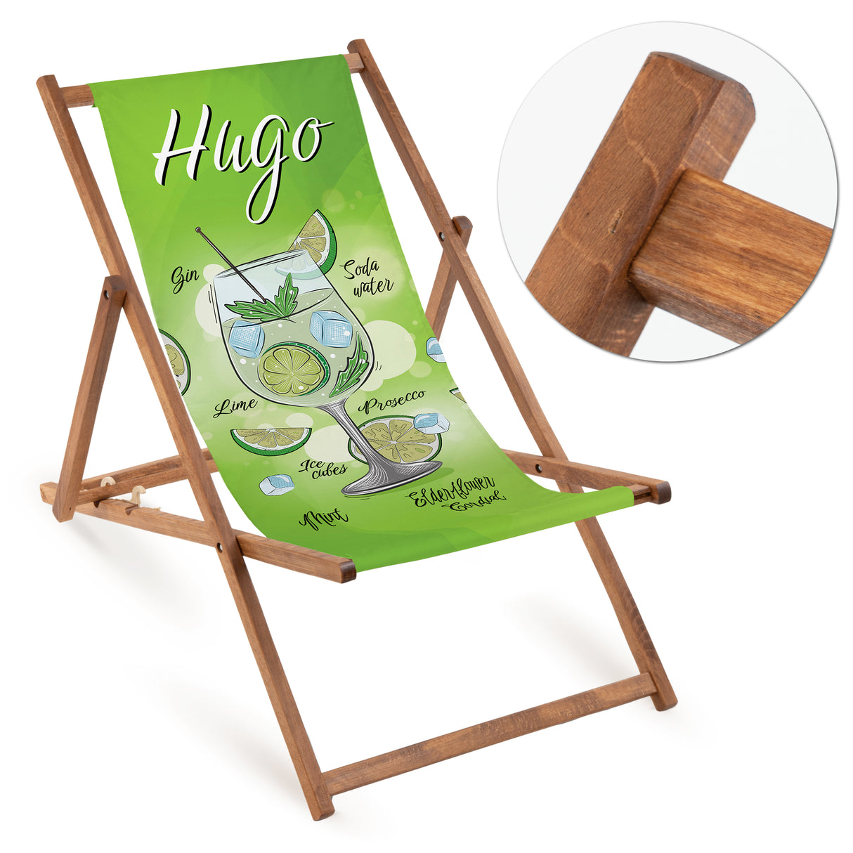 Leżak drewniany HUGO- Brązowy stelaż