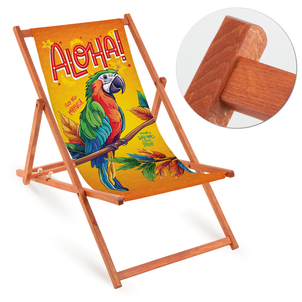 Leżak drewniany ALOHA - Pomarańczowy Stelaż