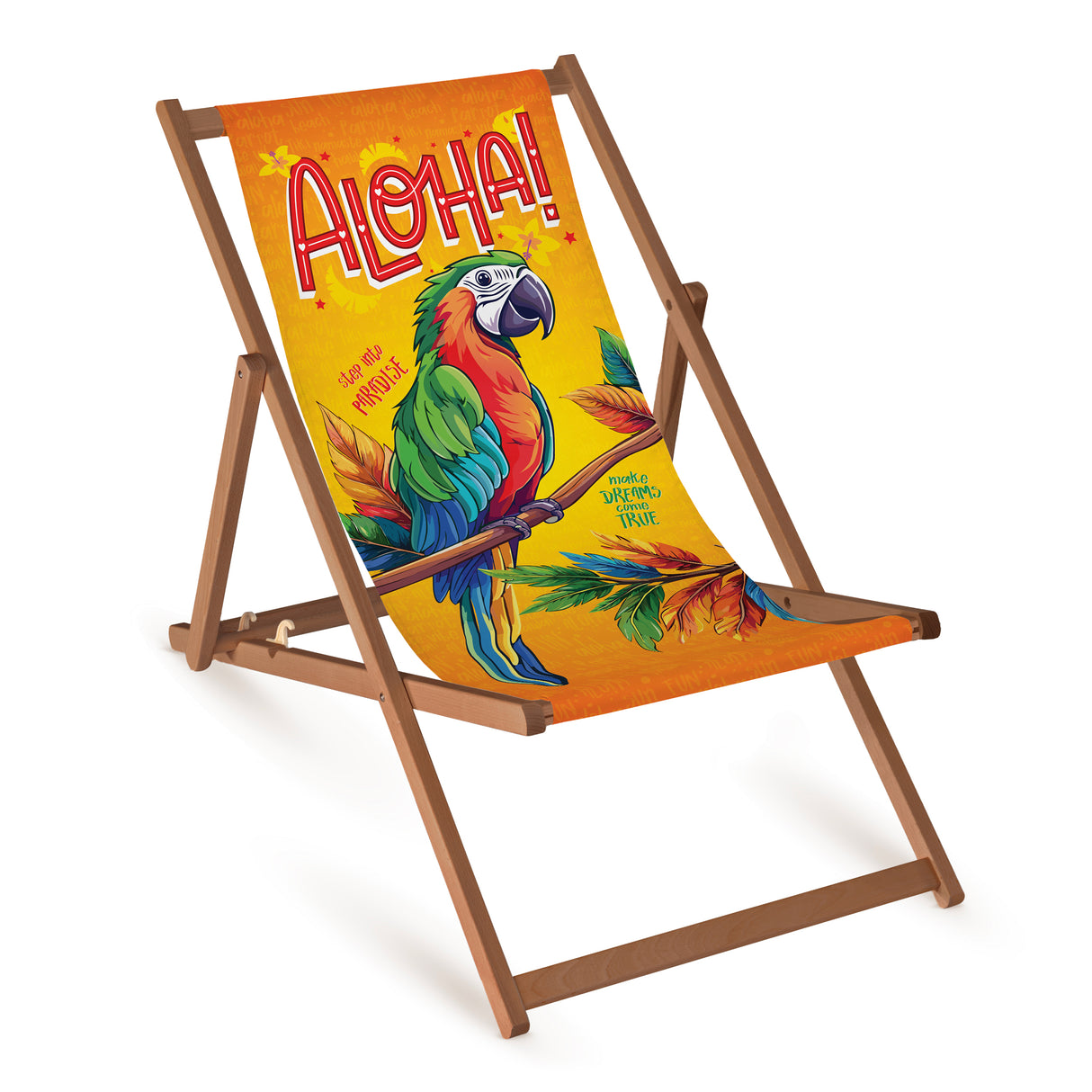 Leżak drewniany ALOHA PAPUGA- Brązowy stelaż