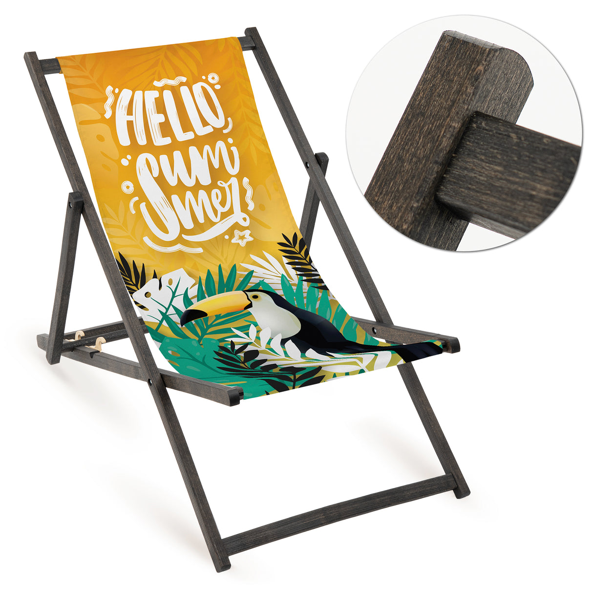 Leżak drewniany HELLO SUMMER - Czarny Stelaż