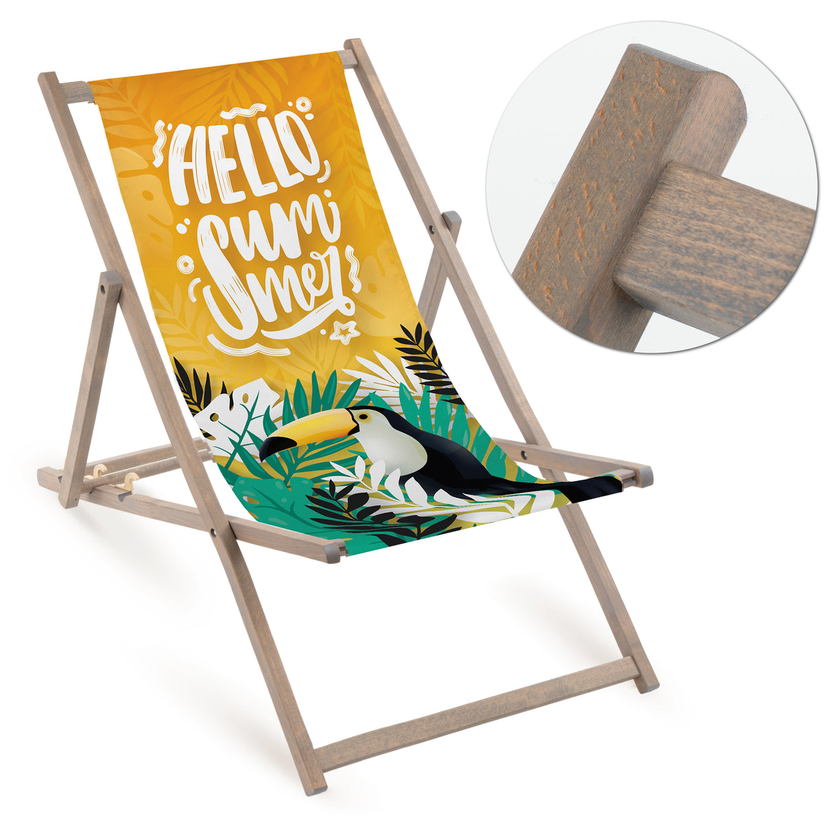 Leżak drewniany HELLO SUMMER - Szary Stelaż