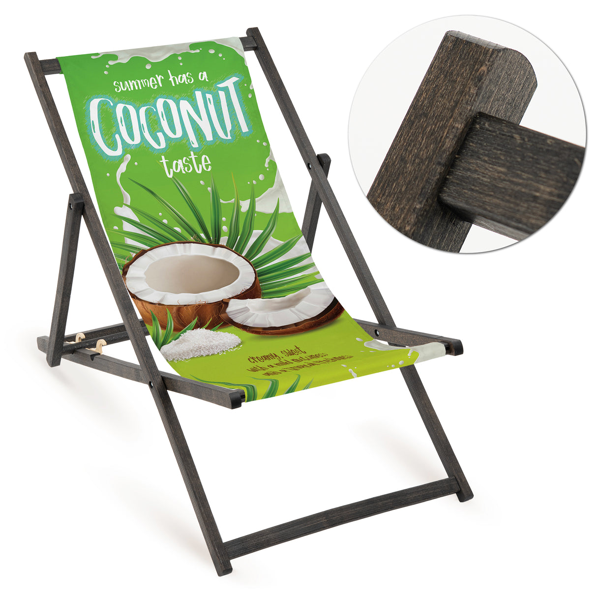 Leżak drewniany COCONUT - Czarny Stelaż