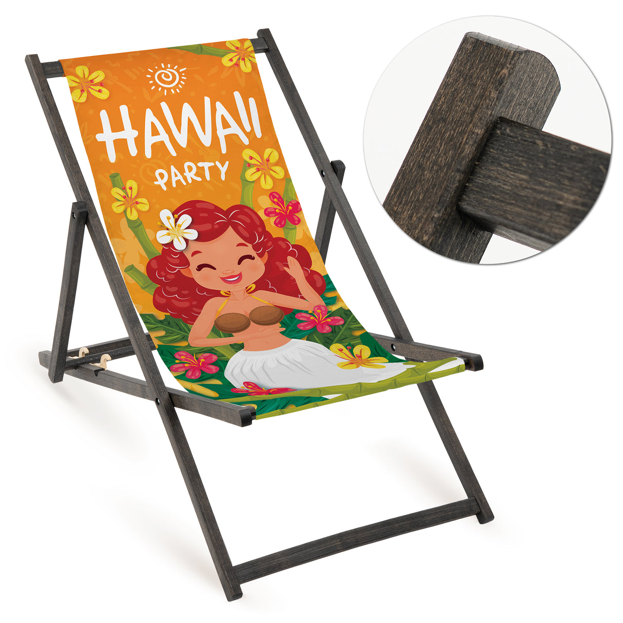 Leżak drewniany HAWAII PARTY - Czarny Stelaż