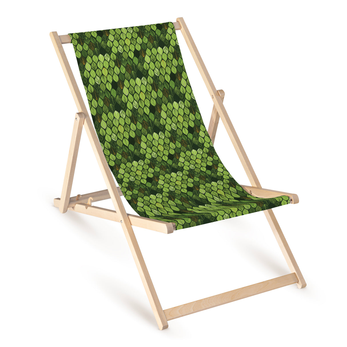 Leżak drewniany z nadrukiem LIŚCIE SZKIC