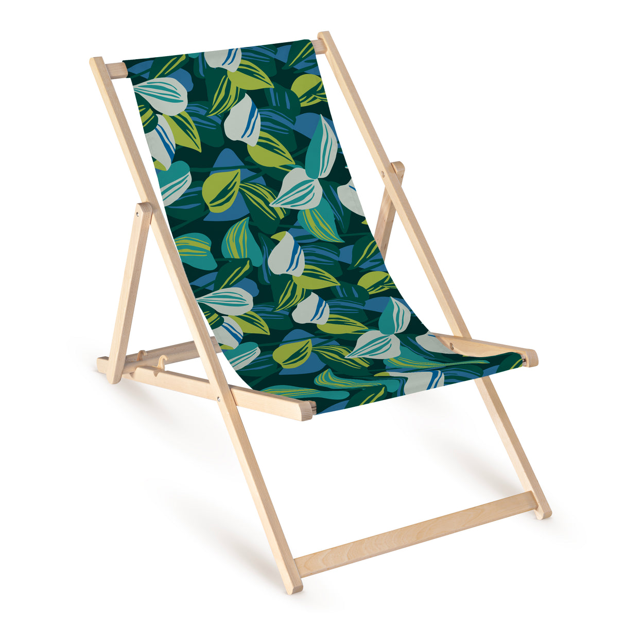 Leżak drewniany z nadrukiem LIŚCIE RETRO