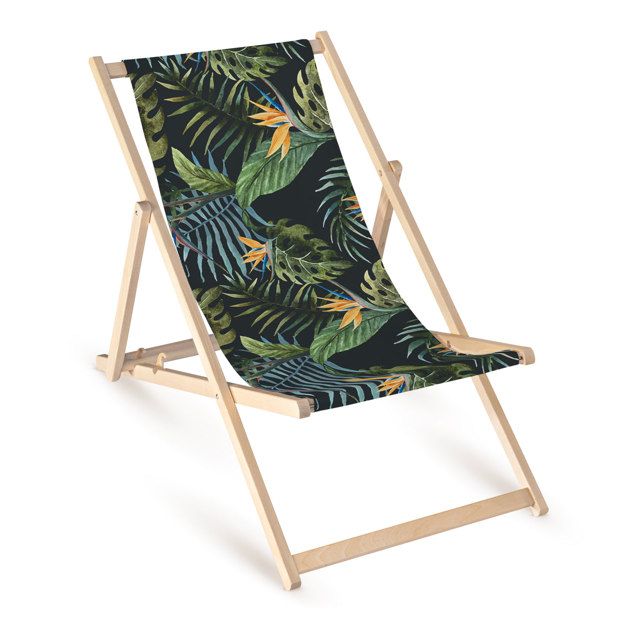 Leżak drewniany z nadrukiem AKWARELA NA CZARNYM