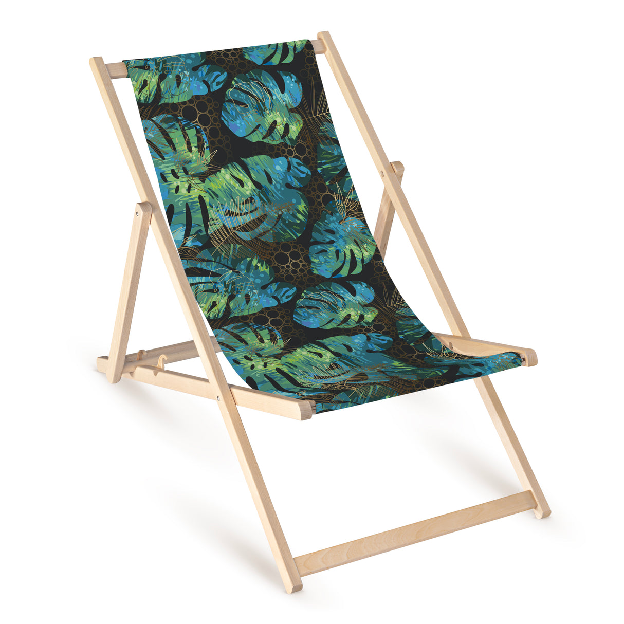 Leżak drewniany z nadrukiem ZIELONA MONSTERA