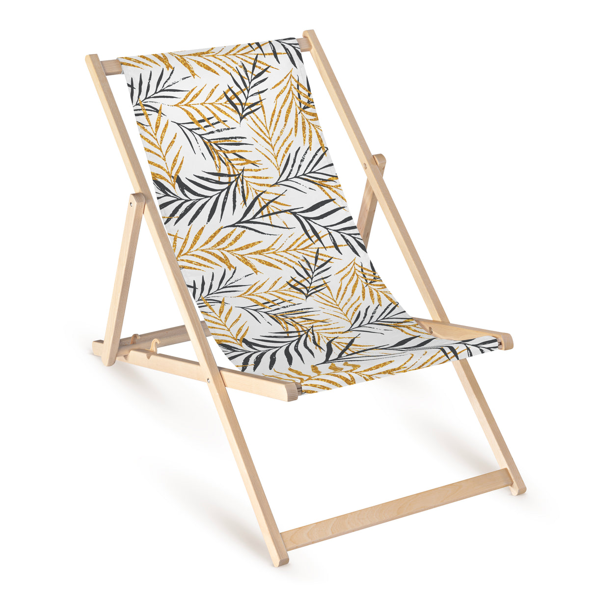 Leżak drewniany z nadrukiem ZŁOTE SZARE LIŚCIE