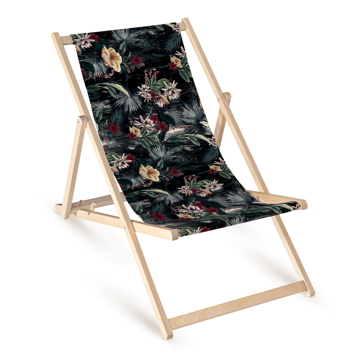 Leżak drewniany z nadrukiem DARK FLOWERS