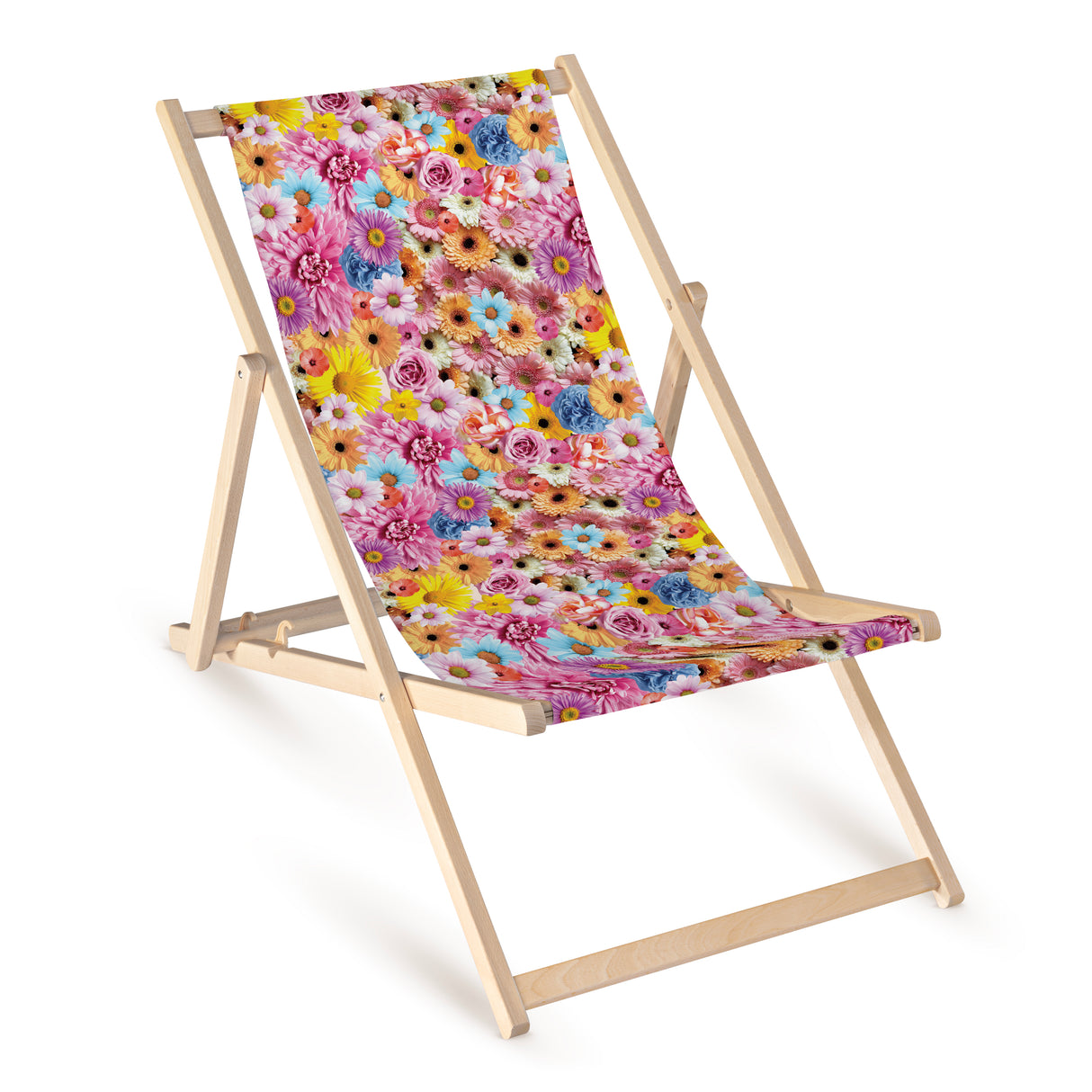 Leżak drewniany z nadrukiem KWIATY Z NIEZAPOMINAJKAMI