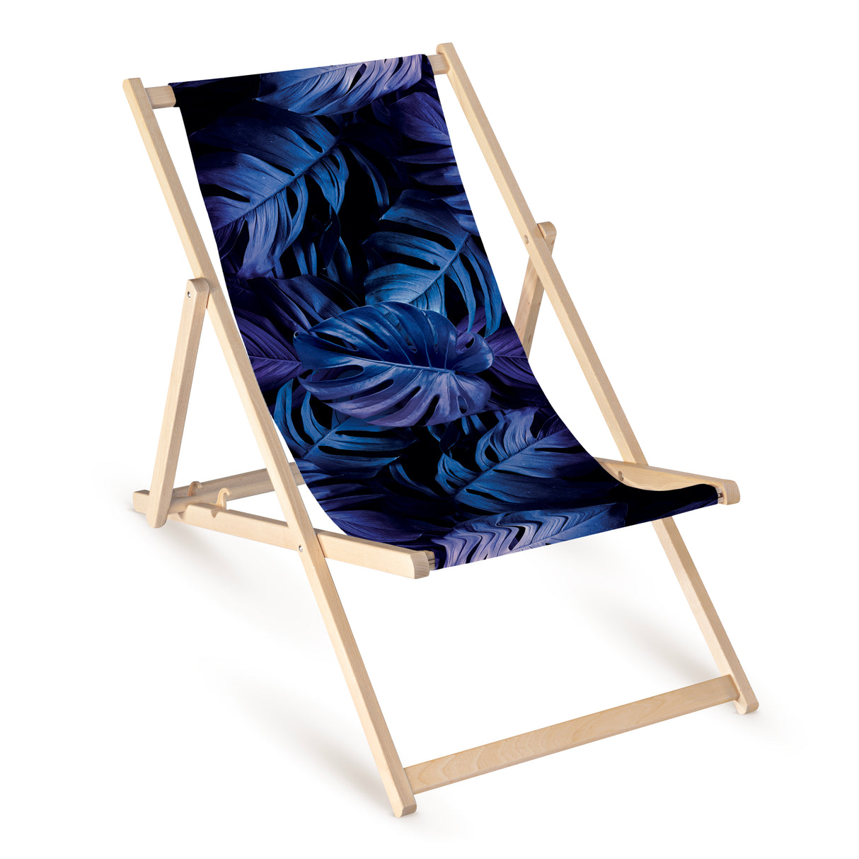 Leżak drewniany z nadrukiem GRANATOWA MONSTERA