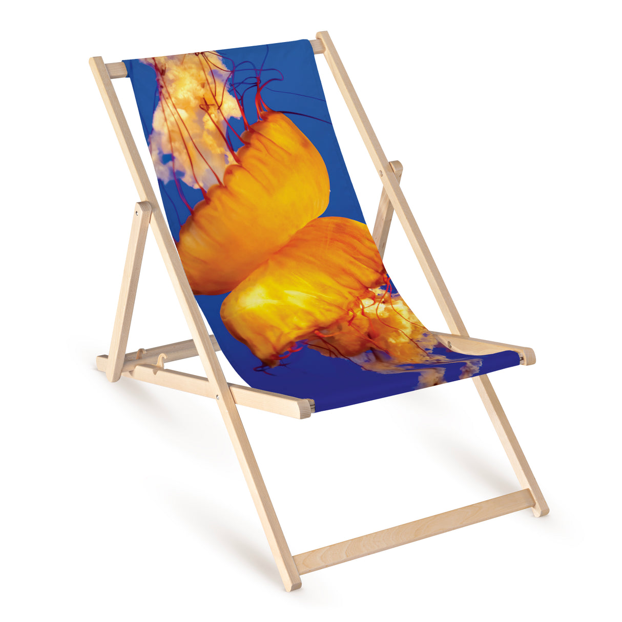 Leżak drewniany z nadrukiem MEDUZY ŻÓŁTE