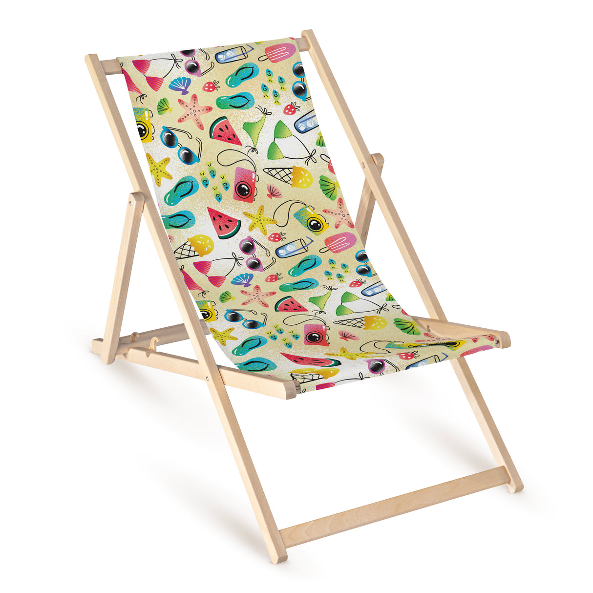 Leżak drewniany z nadrukiem PLAŻA SUMMER