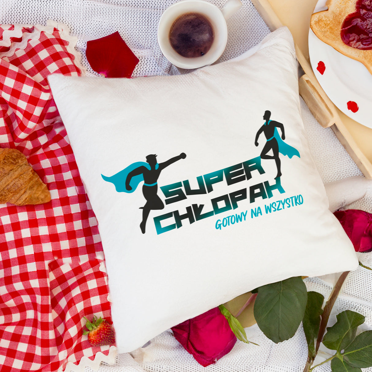 Prezent na walentynki - poduszka SUPER CHŁOPAK