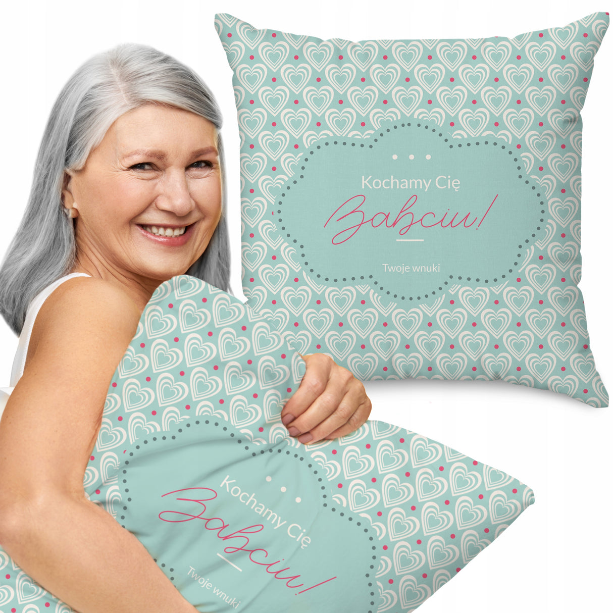 Poduszka na Dzień Babci - Kochamy Cię Babciu Twoje wnuki Prezent na Dzień Babci