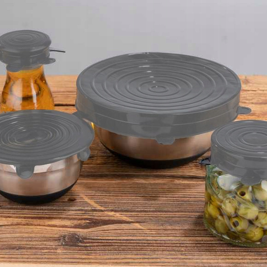 Silikonowe pokrywki UNIWERSALNE do żywności 6szt.