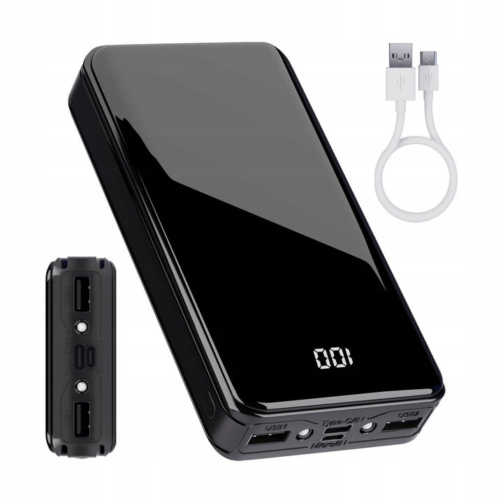 PowerBank 20000mAh 2,1A + Latarka LED 2x USB micro+C