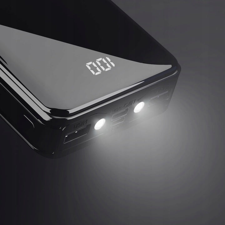 PowerBank 20000mAh 2,1A + Latarka LED 2x USB micro+C