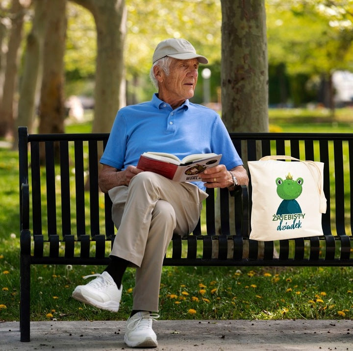 Torba Bawełniana Żajebisty Dziadek Prezent na Dzień Dziadka Ecru