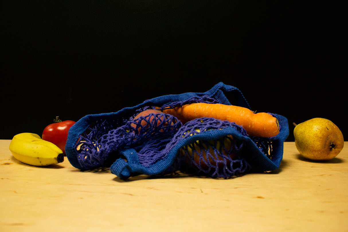 Worek z siatki bawełnianej ,,PARYŻANKA" NIEBIESKA