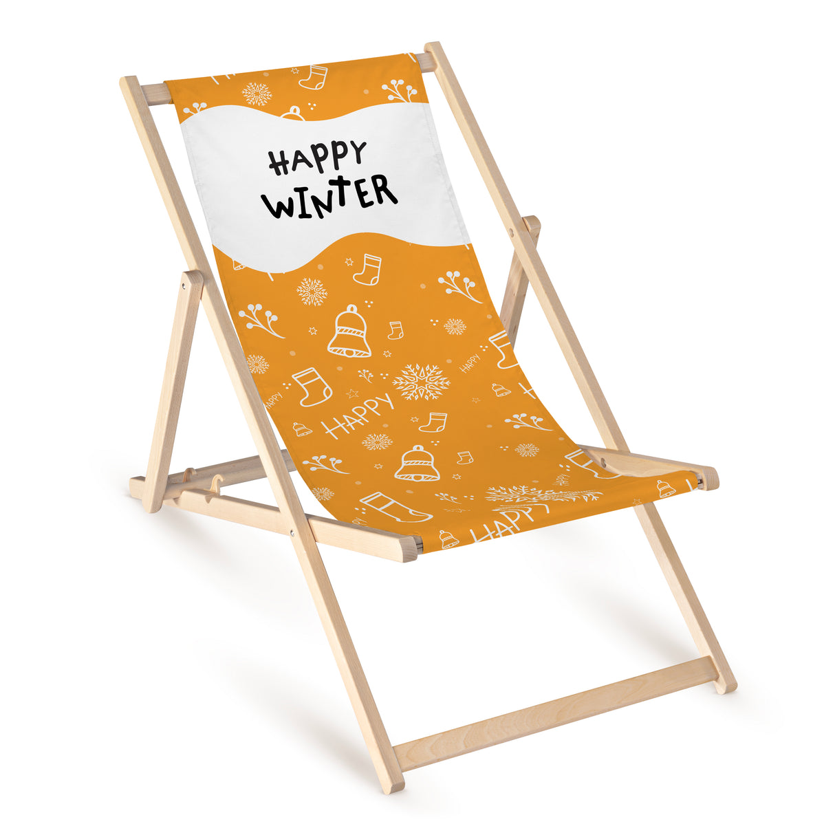 Leżak Zimowy Drewniany Złoty HAPPY WINTER