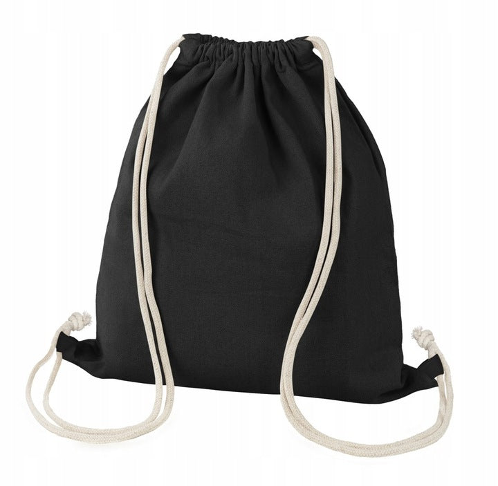 Plecak worek bawełniany Czarny 370x410mm Sznurki: Ecru