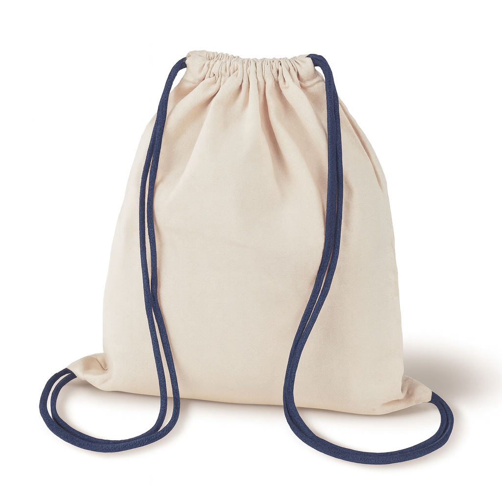 Plecak worek bawełniany Ecru 340x400mm Sznurki: Granatowe